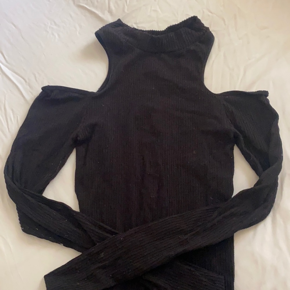 Free People Shoulderless Mock Neck shirt